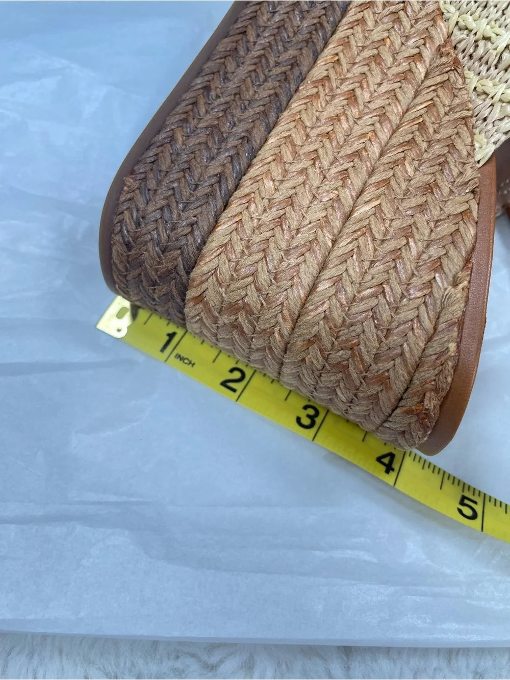 Paolo Beige & Tan Woven Platform Slingback Wedges 9.5